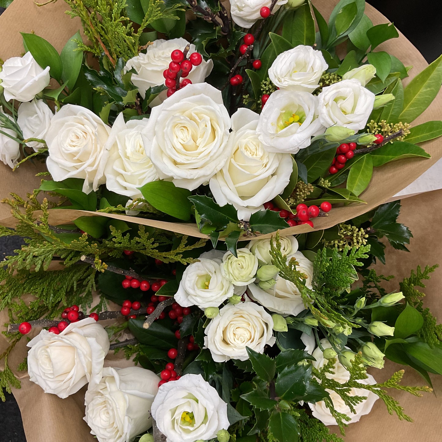 White Rose Holiday Bouquet